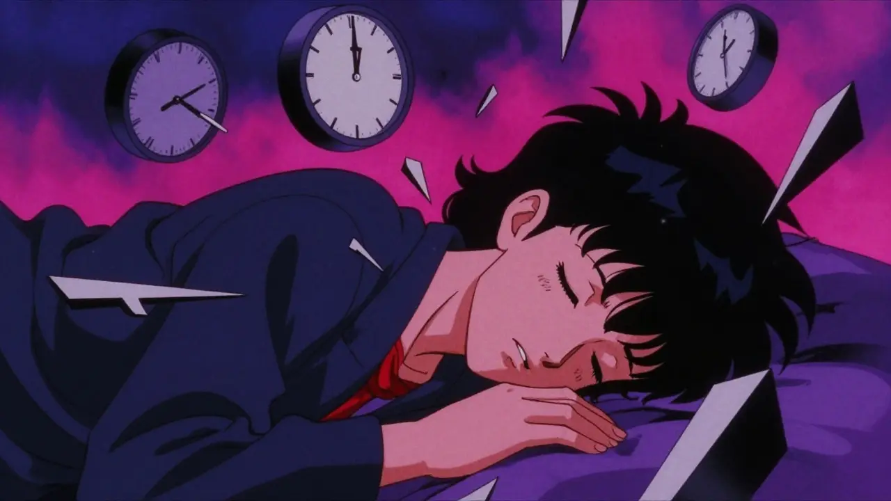 Chaotic sleep fragmentation visualized in retro anime